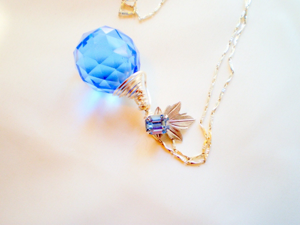 Silver Leaf Sterling Silver Wire Wrapped Briolette Necklace