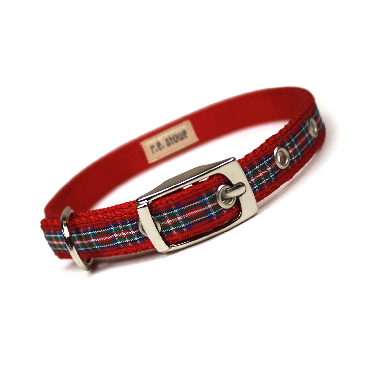 royal stewart plaid metal buckle dog or cat collar (1/2 inch)