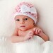 Newborn Baby Hat, Newborn Girl, Baby Girl Hats, Pink, White Trim, Bow