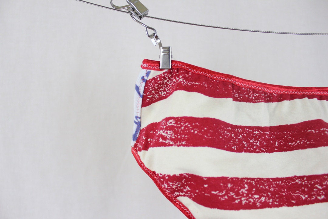 Hey Sailor - Nautical Anchor Red White Blue Stripe Low Rise Panties Knickers Briefs Underwear