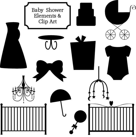 baby shower clip art black and white - photo #15