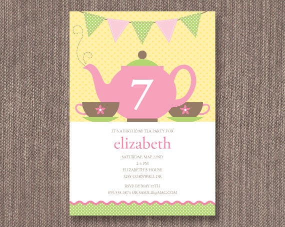 Birthday Tea Party Invitation Printable Custom Personalized (Digital File) Il_170x135