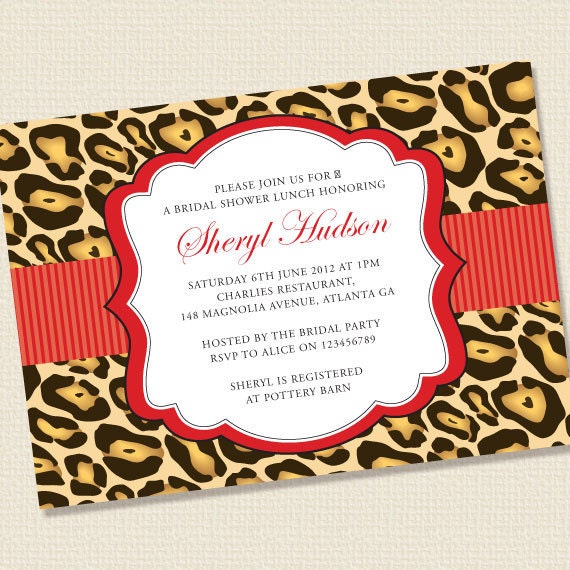 Leopard Print Label Bridal Shower Party Invitation Printable Personalized Custom (Digital File) Il_170x135