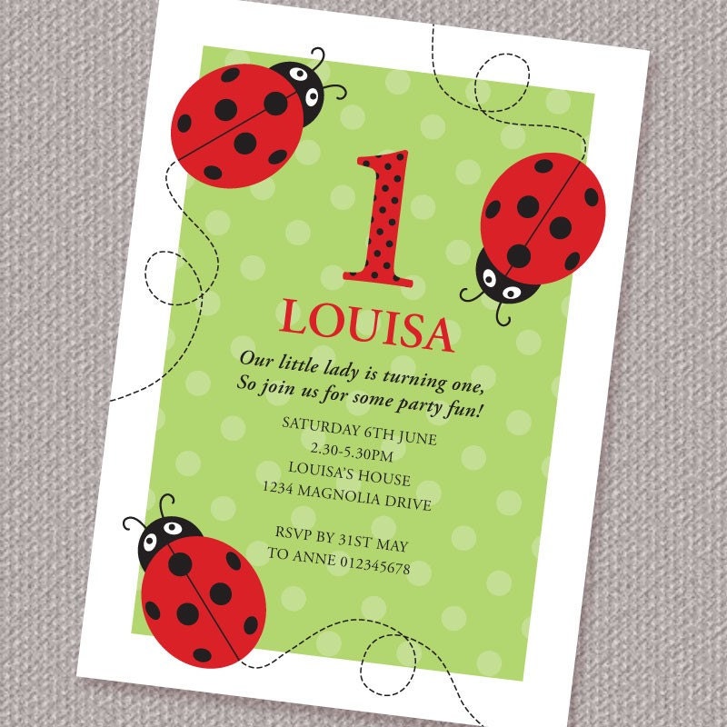 Little Ladybugs Birthday Party Invitation Printable Custom Personalized (Digital File) Il_570xn