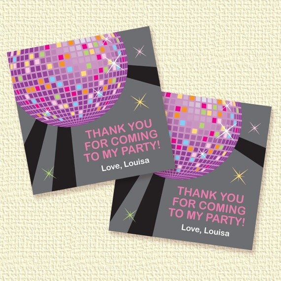 Disco Ball Party Favor Tags or Stickers Personalized Printable (Digital File) Il_570xn