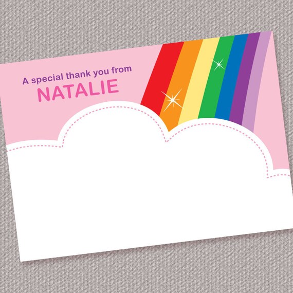 Items similar to Rainbow Printable Thank You Card Personalized (Digital