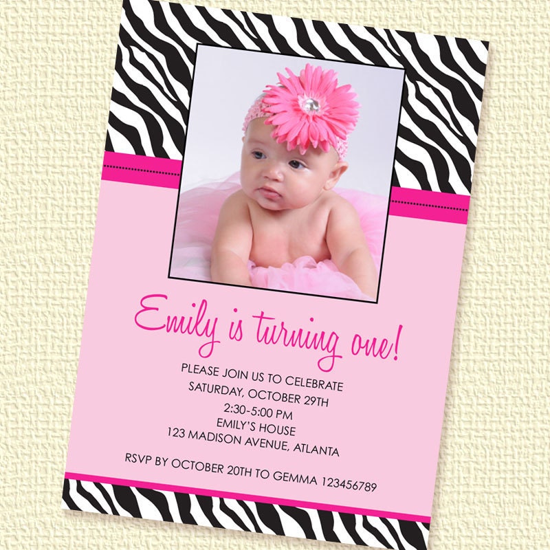 Wild Zebra Birthday Party Invitation Photo Personalized Printable (Digital File) Il_570xn