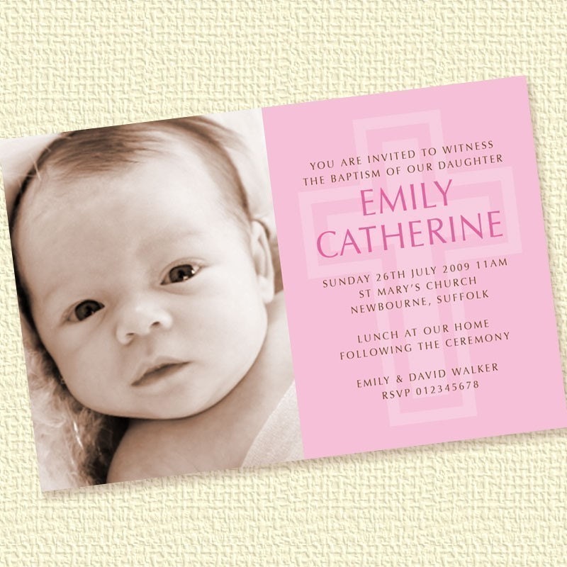 Large Cross Girl Baptism or Christening Invitation Photo Printable Personalized (Digital File)