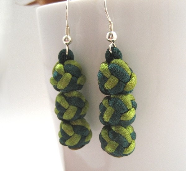 Triple Knot Earrings - Shades of Green