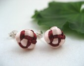 Sterling Knotted Post Earrings - Pale Pink, Burgundy