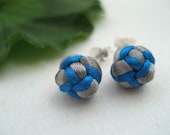 Sterling Knotted Post Earrings - Silver, Turquoise