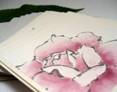 Pink Rose - 1 Handpainted Card and Envelope
