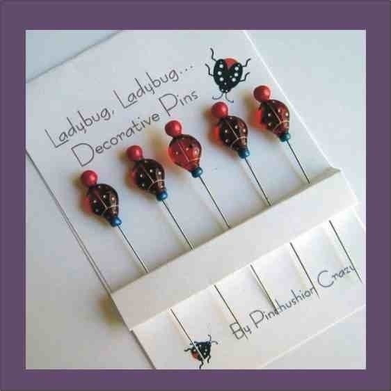 Decorative Ladybug Sewing Pins - Decorative Sewing Pins - Dress up your Pincushion