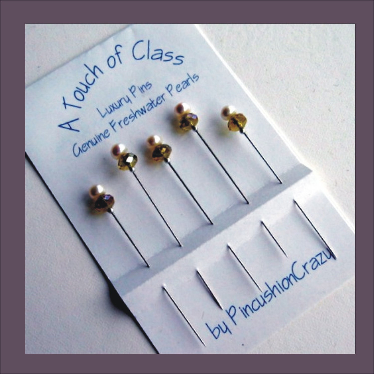 Bridal Pins - Corsage Pins -  Freshwater Pearls - Topaz Crystals - Classic