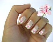 Very Chic Pink Shabby Victorian Vintage Rose Nail Art Waterslide Water Nail Decals Miniature - fw-006