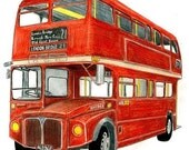 LONDON ROUTEMASTER DRAWING - limited edition archival print