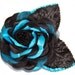 Turquoise Black Rose Flower Hair clip, Sash clip or brooch for Prom Weddings and more