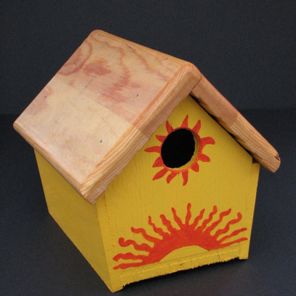 SALE - Painted and Stenciled Wren Birdhouse