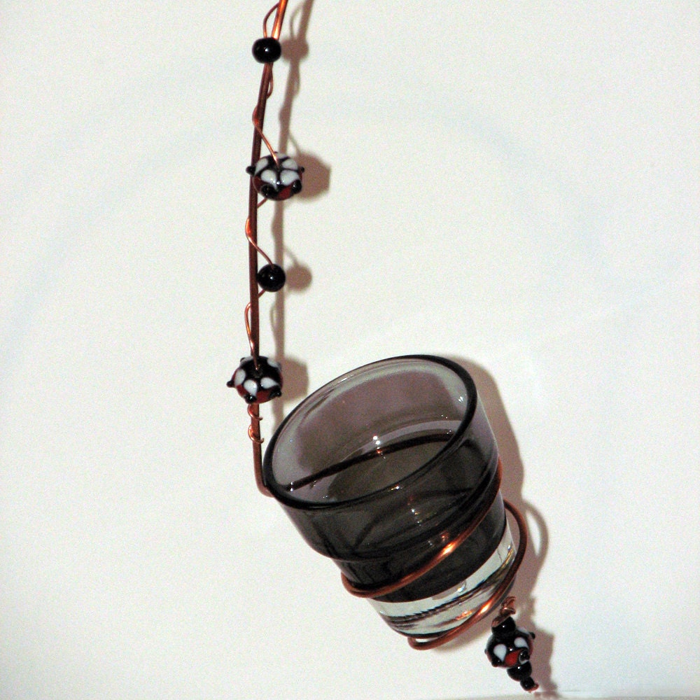 Copper Wire and Glass Bird Feeder