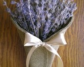 Brown burlap pew cone / rustic wedding decor. Handmade by Nutfield Weaver.