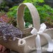 Little burlap flower girl basket. Khaki / natural jute for rustic weddings.