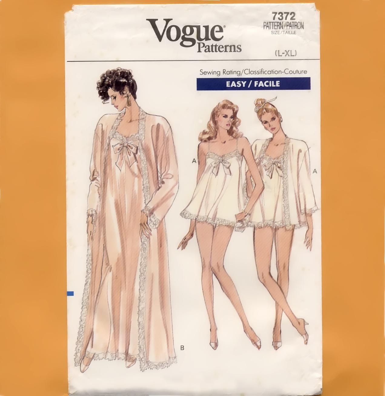 Easy Vintage Vogue Lingerie Pattern Robe Gown Bed