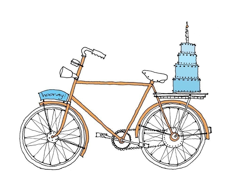 Hooray Bike Card - birthday celebration