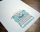 Typewriter Cards - Set of 10 "thank you" Notecards