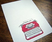 Red Typewriter Cards - Set of 10 "Thank You" Notecards