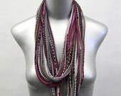 Infinity Scarf  - Circle Scarf - Brown - Spring Scarf - Organic Cotton - Burgundy Grey Scarf - Womens Mens Necklace Fabric Jewelry Summer