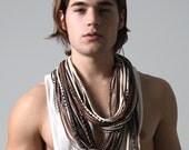 Brown Circle Scarf - Brown Infinity Scarf - Cotton Jersey Summer Scarf - Womens Mens Necklace Fabric - Tribal Burning Man Scarves Unique CIJ