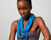Blue Infinity Scarf - Womens Mens - Summer Circle Scarf - Loop Scarf - Fabric Necklace - Tribal - Womens Mens Necklace Fabric Jewelry CIJ
