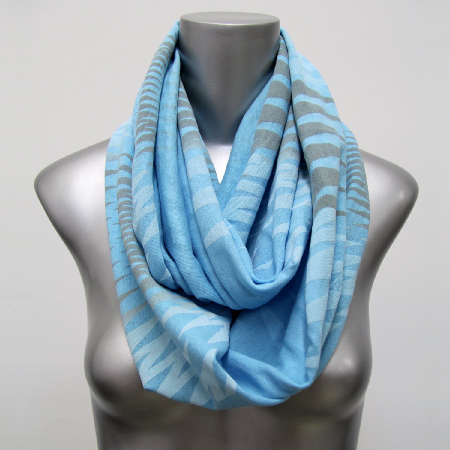 Light Blue Scarf Infinity Circle Scarf Loop - Head Neck Loop Scarf Wrap Hipster Scarves Blue Grey - Unique Summer Sale Scarf Christmasinjuly