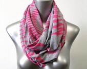 Infinty Scarf Loop - Fashion Neck Burning Man Bright Neon Grey Pink Spring Scarves - Circle Scarf Unique Summer Sale Christmasinjuly CIJ