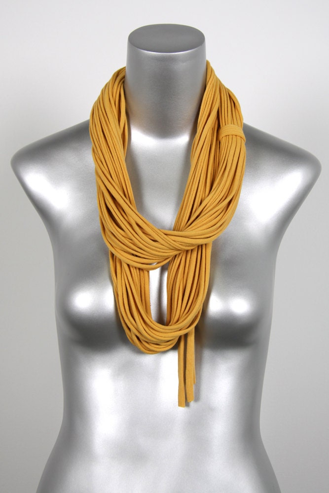 Yellow Infinity Scarf Circle Scarf - Fabric Necklace - Yellow - Honey Gold - Spring Summer Scarf Fashion Womens Mens Necklace Fabric Jewelry
