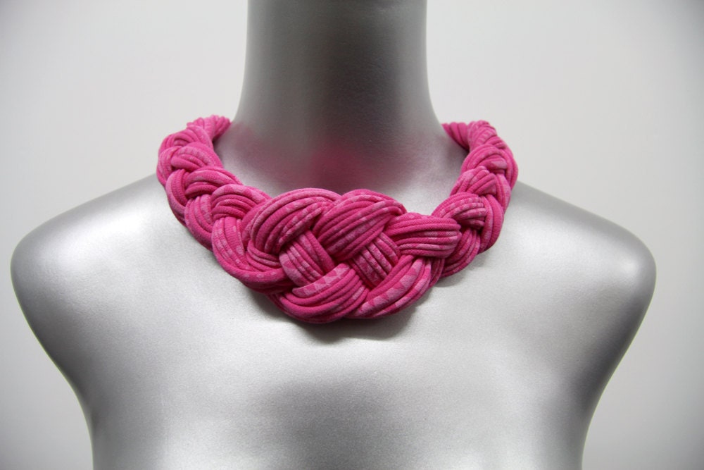 Collar Necklace Choker Braided knotted Chokers Bright Neon Pink Flambe African Neckpiece Tribal Jewelry Summer Fashion Jewelry