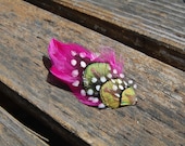 Pop It  Hot Pink Feather and Peacock Hair Clip