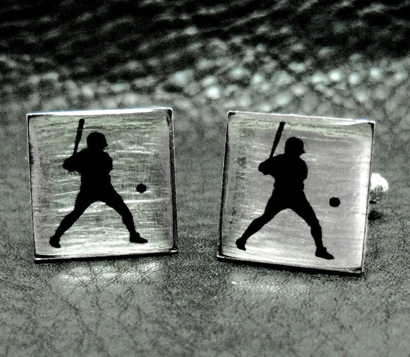 Baseball Home Run Chicago Cubs New York Yankees Detroit Tigers Silver Leaf Cufflinks