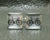 Tour De France Bicycle Cyclist Silver Leaf custom Cufflinks - W