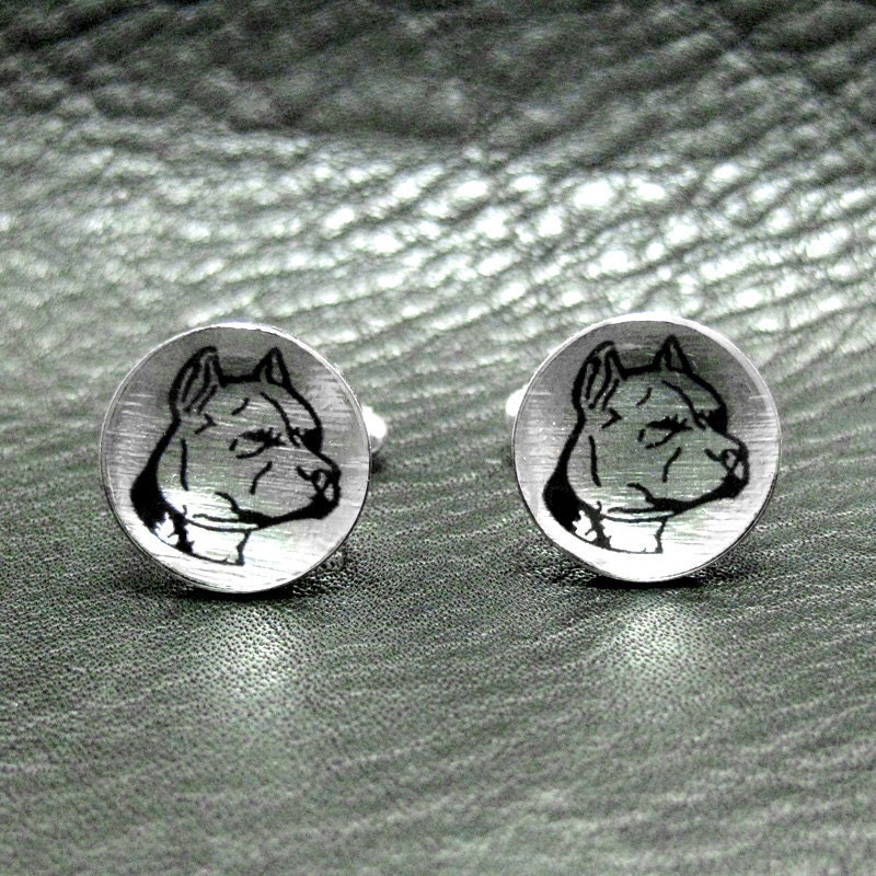 Pitbull Silver Leaf Cufflinks - A