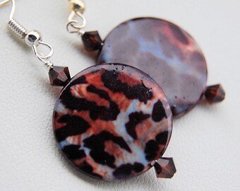 Leopard Print Mother of pearl earrings