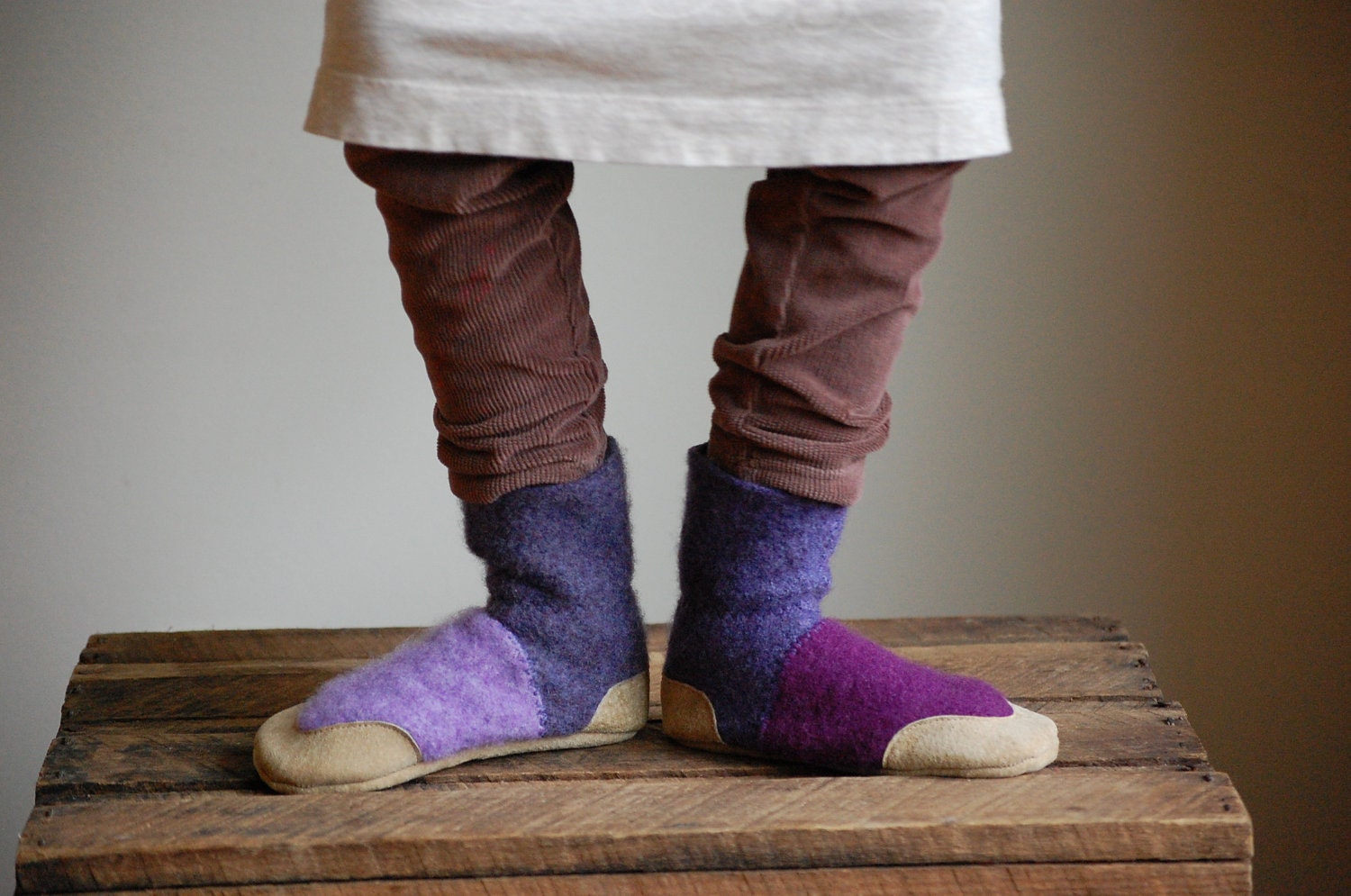 Kids Wool Slippers, Eco Friendly & Handmade, size 9.5, RESERVED for YAOM