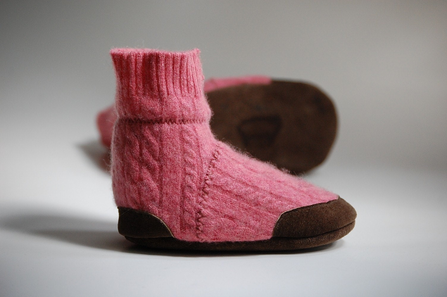 SALE Wooden Barbie ... Cashmere Slippers from Upcycled Sweater, Size 12-18 months