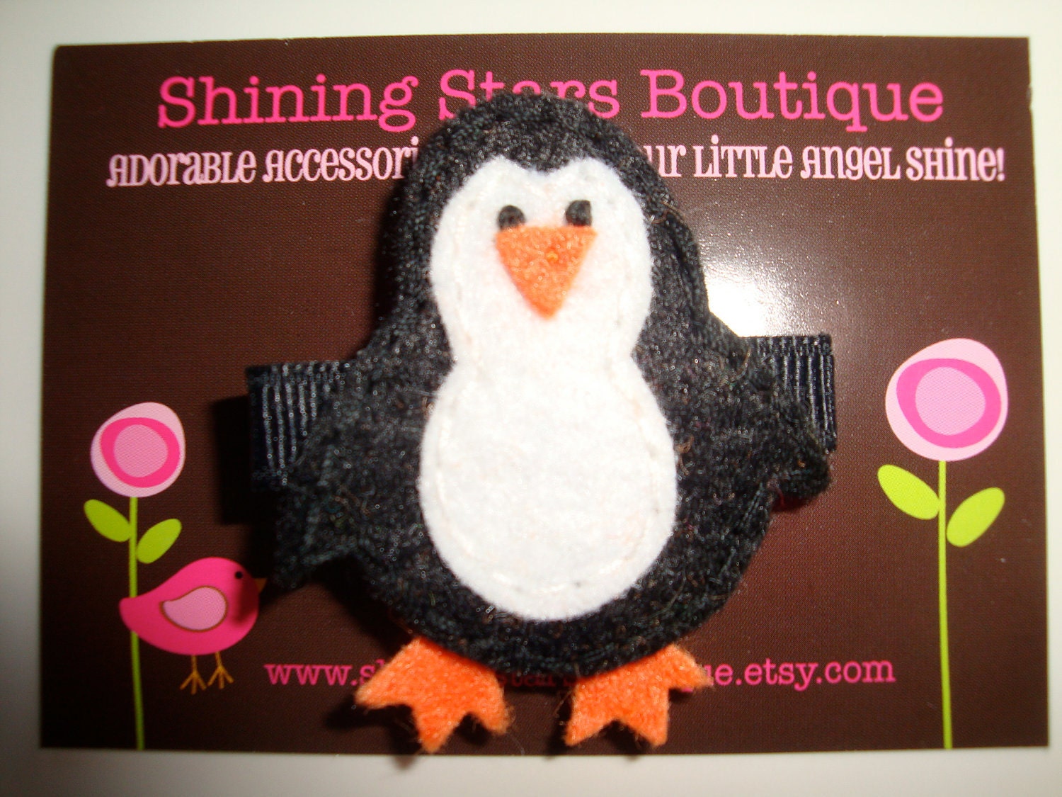 Felt Hair Clips - Hair Accessories - Black, White, And Orange Felt Penguin Hair Clippie - Summer Clips For Ocean Or Under The Sea Theme