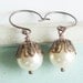 Pearl Earrings - Ivory and Copper - June Birthstone - Simple Earrings