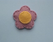 Light Purple and Butter  Flower Wool Felt Hair Clip