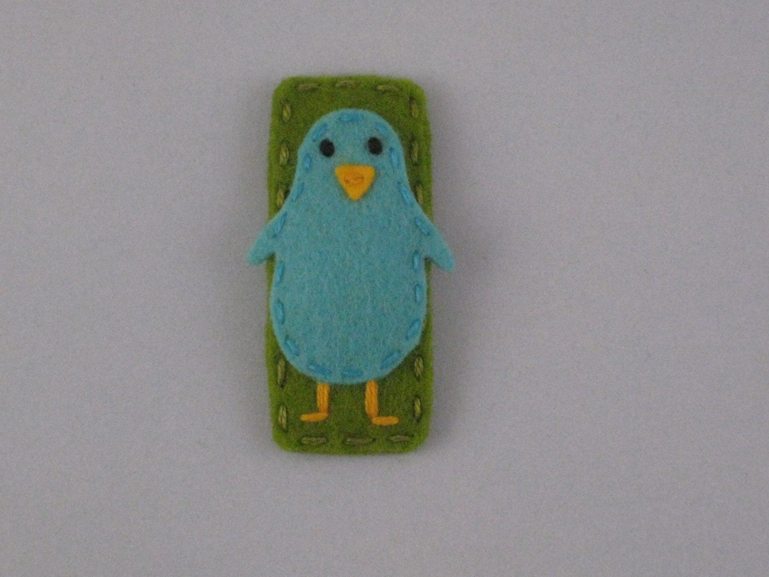 Mini Turquoise Pudgy Bird Wool Felt Hair Clip