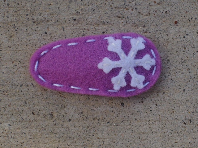 SALE  Mini Snowflake Orchid Wool Felt Hair Clip