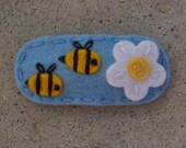 Mini Bumblebees Light Blue Wool Felt Hair Clip