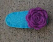Orchid Carnation Flower Turquoise Wool Felt Hair Clip